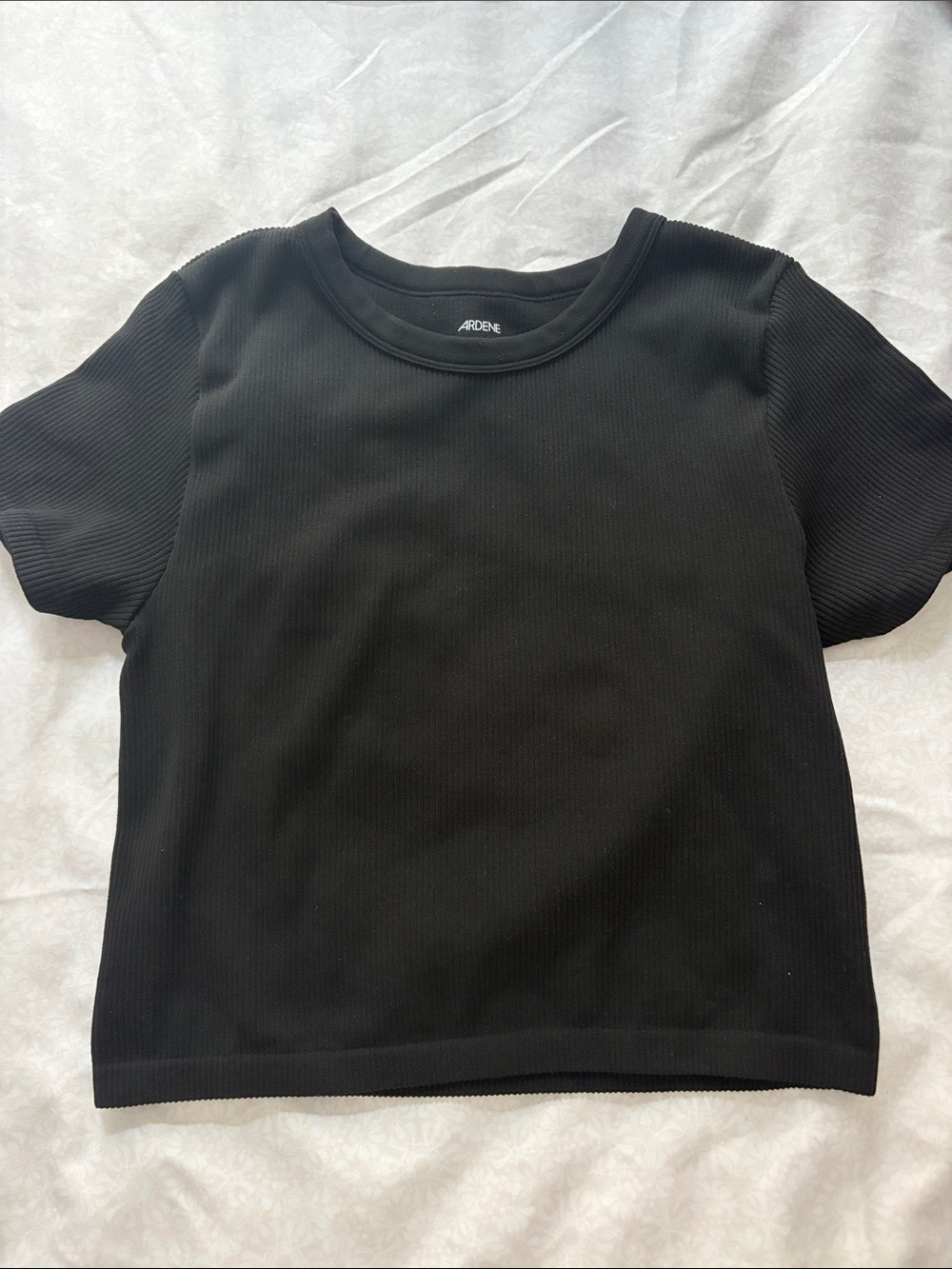 Ardene Kids Black Ribbed Short Sleeve Tee